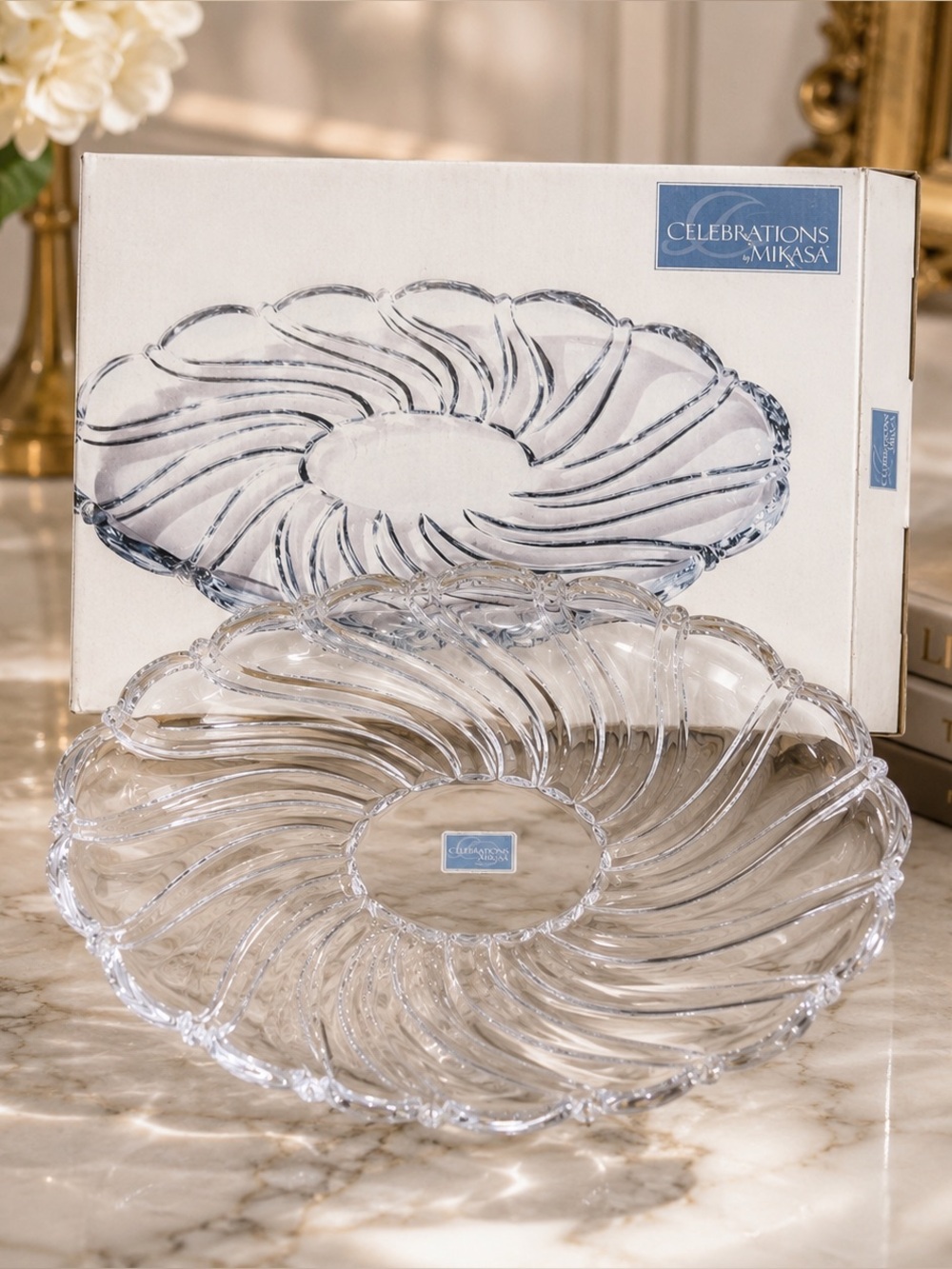 Celebrations by Mikasa Alpine Twist Crystal Platter 9.5 IN Clear Germany 5049459